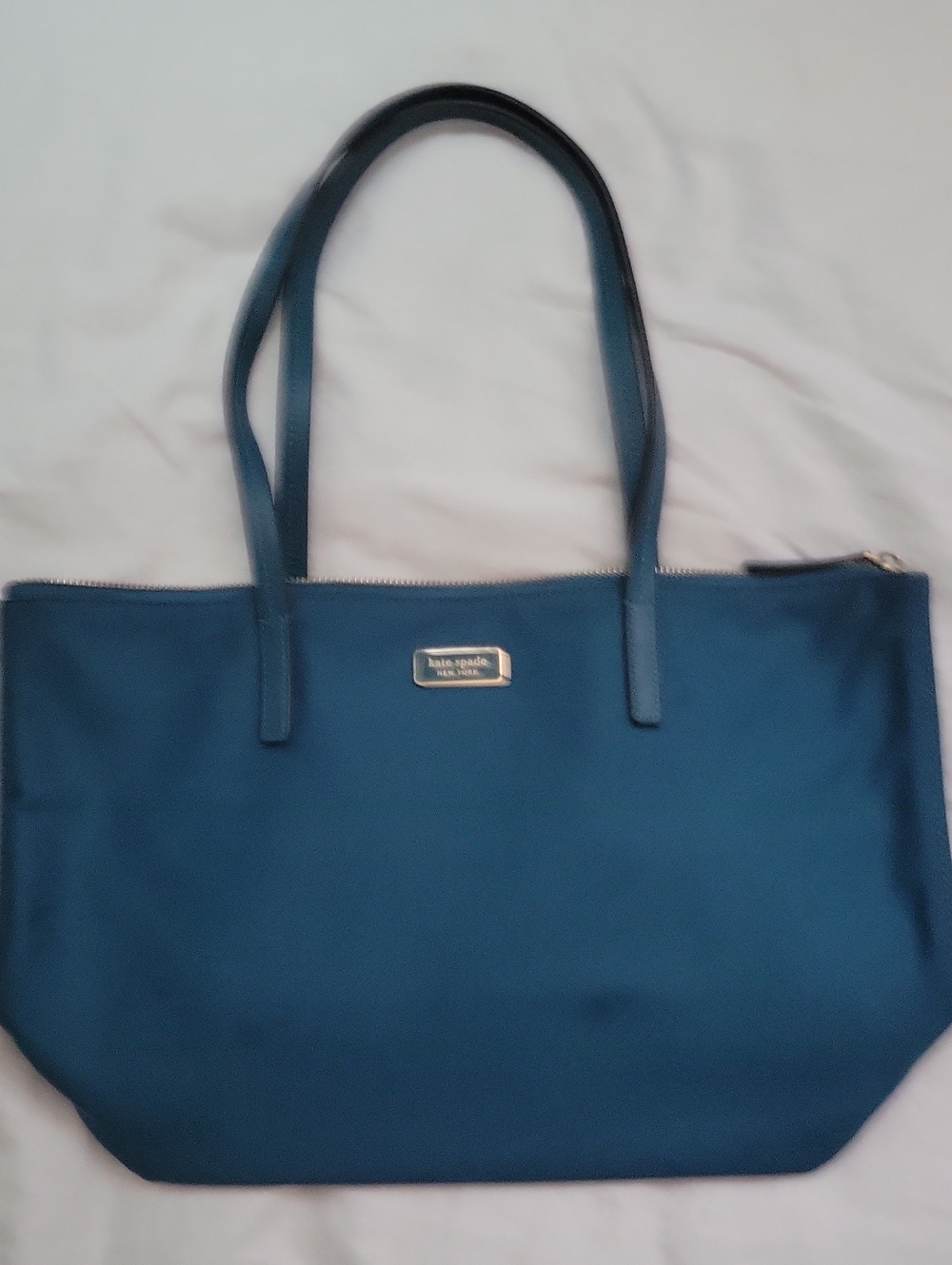 Kate Spade Hayden Deep Teal Nylon zip-top tote - Picture 1 of 10